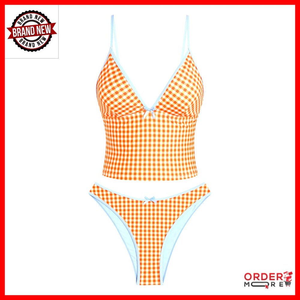 Tummy Control Tankini Set With V Neck And Tie Side Bikini Bottom